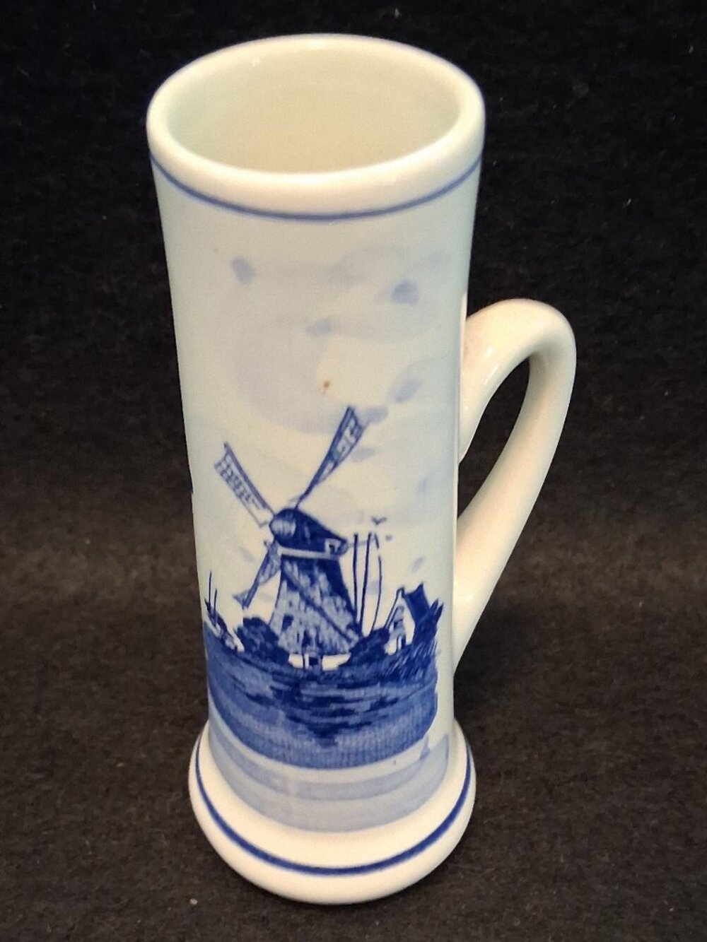 Vintage Delfts Blauw Holland Blue & White Windmill Bud Vase Pitcher